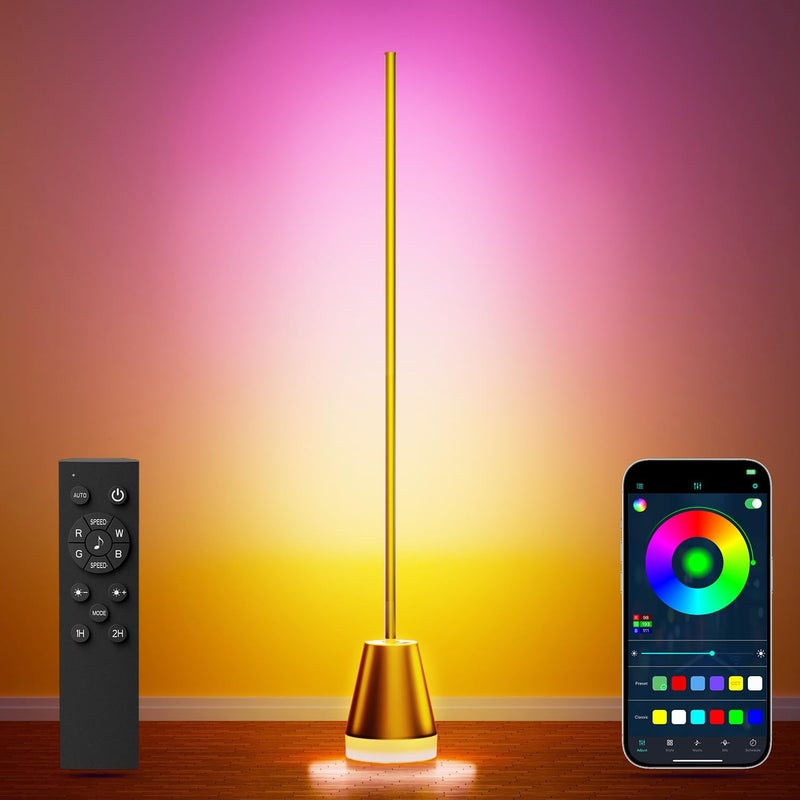 Keepsmile Smart RGB LED Corner Floor Lamp,172 LEDs Bright Standing Lamps for Living Room with APP and Remote,Modern Floor Lamp with Music Sync and 16 Million Colors, Ambient Lighting for Bedroom Gold - Image 1